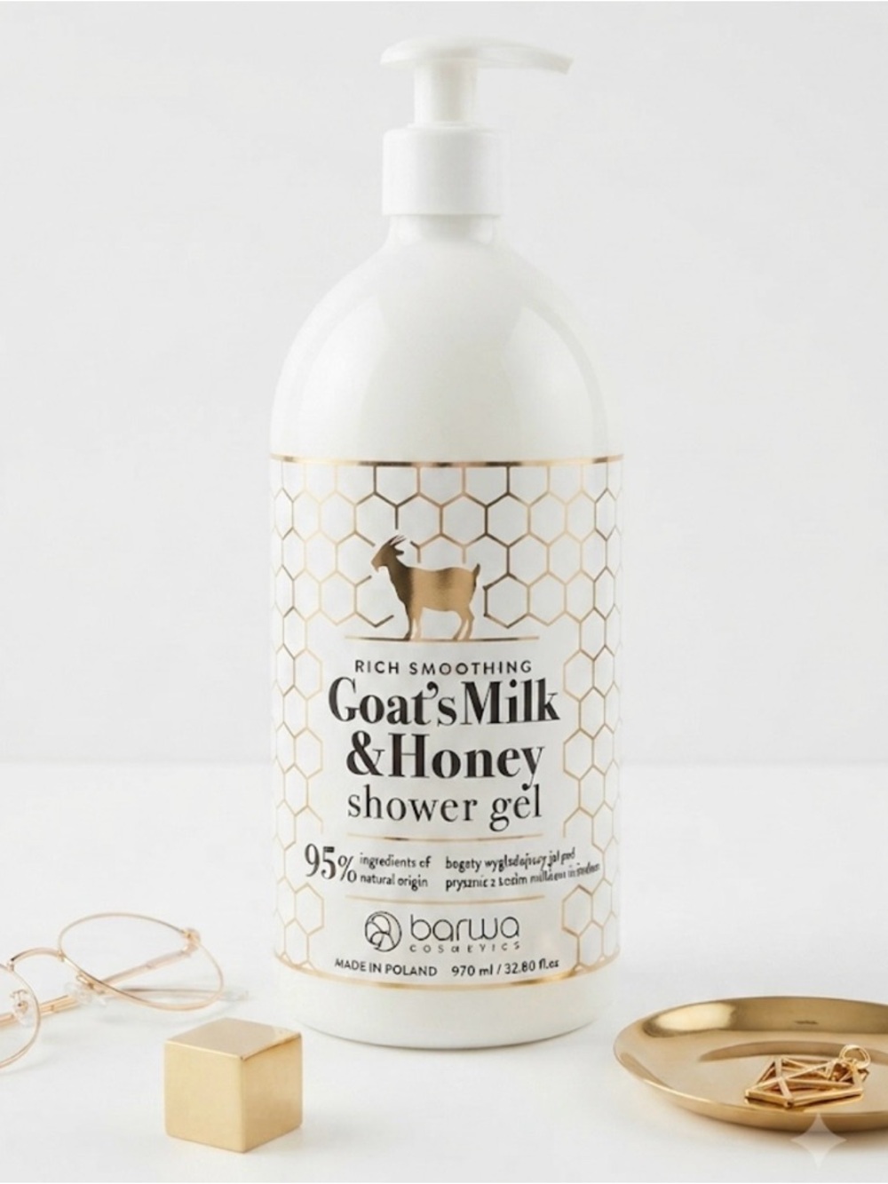 Barwa Goat's Milk & Honey Shower Gel White/Gold 970ml/32.80 fl.oz Made in Poland